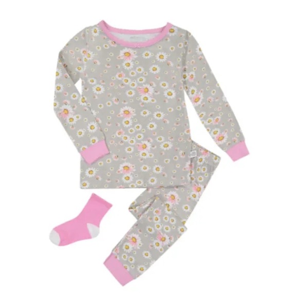 (2) SLEEP ON IT Floral Print & Check 3-Piece Pajama & Sock Set Toddler Girls - Picture 2 of 16